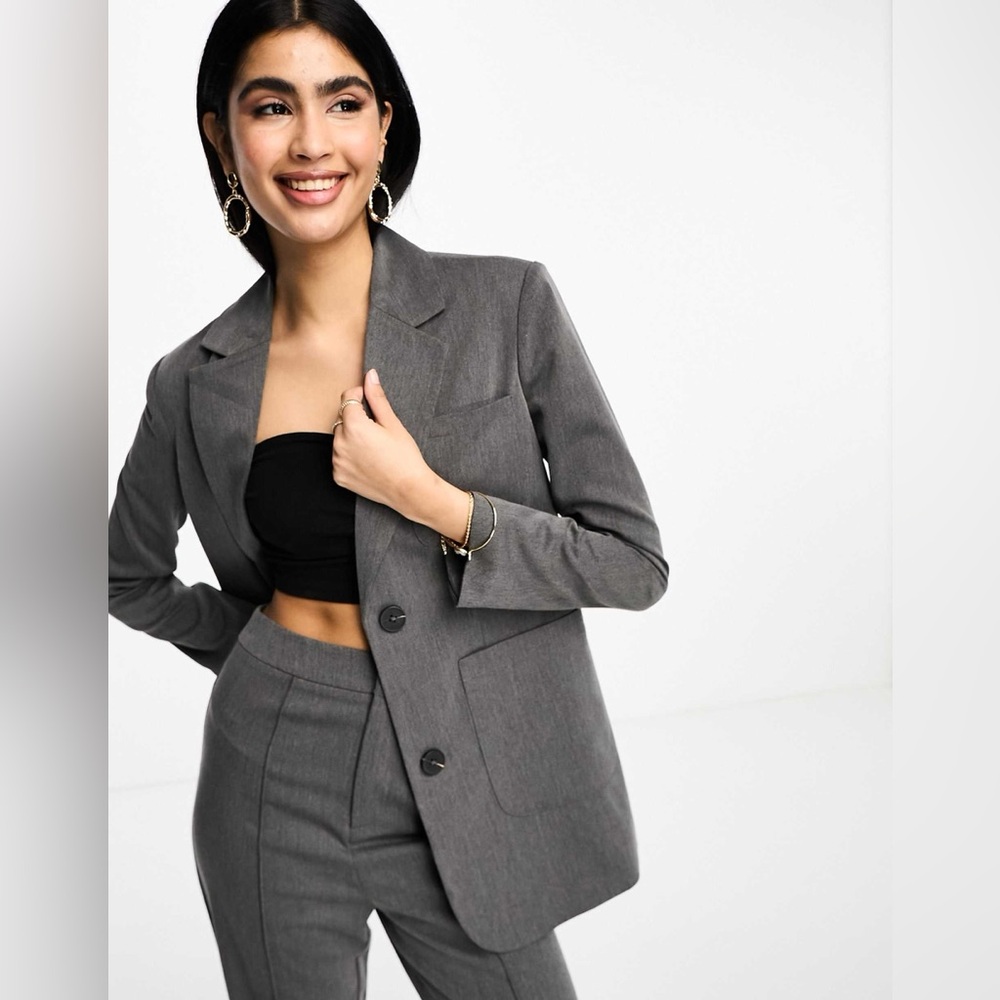 NWT 4th + Reckless Revolve Angola Blazer Size 6 Charcoal Buttons Collar